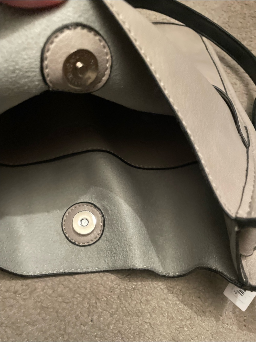 Cream Leather Crossbody Bag with Magnetic Snap
